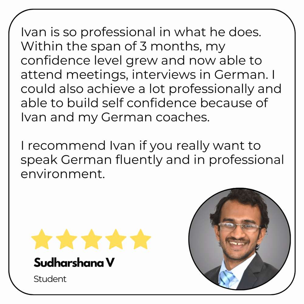 Written testimonial card from a Lightspeed German Learning student.